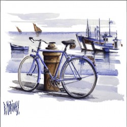Digigraphie® en toile canvas avec  cadre de bernard Morinay : Bicyclette bleue