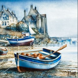 Digigraphie® en toile canvas avec  cadre de bernard Morinay : Le Conquet Bleu