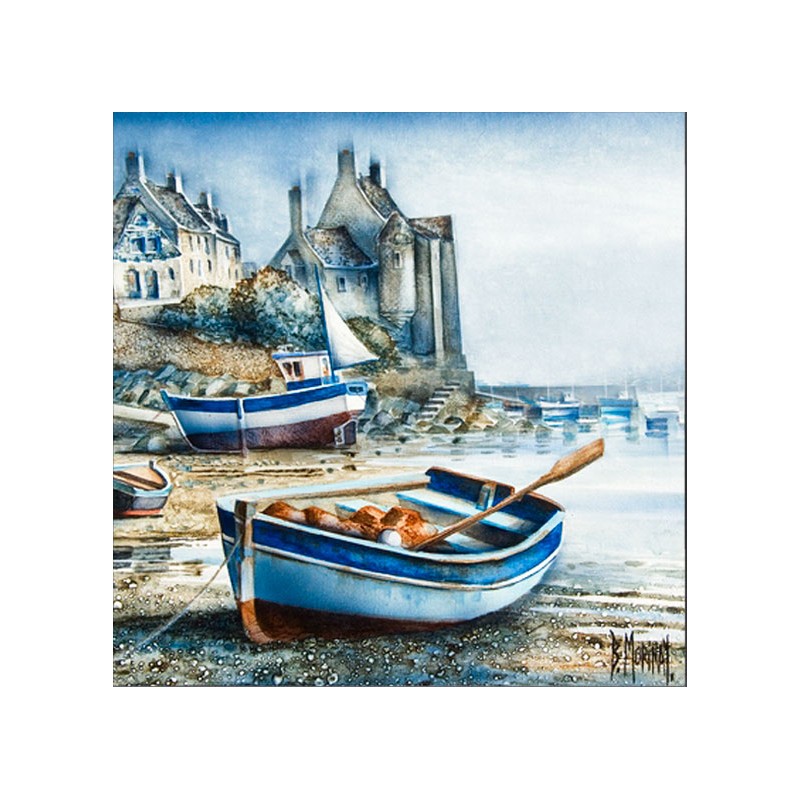 Digigraphie® en toile canvas avec cadre de bernard Morinay : Le Conquet Bleu Digigraphie® en toile canvas avec cadre de bernard Morinay : Le Conquet Bleu