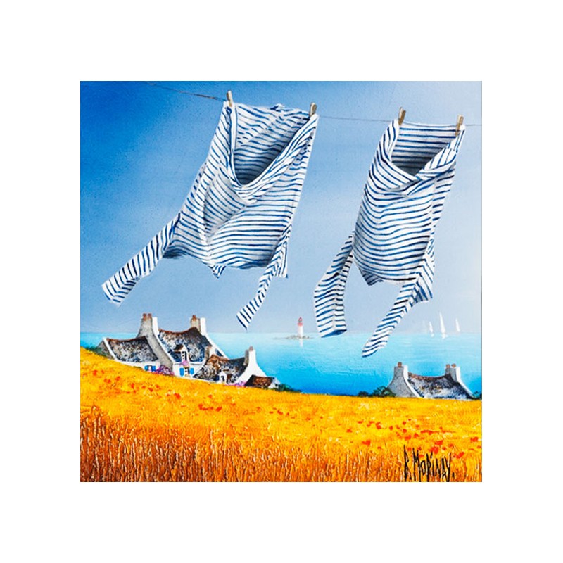 Digigraphie® en toile canvas avec cadre de bernard Morinay : Marinières au vent Digigraphie® en toile canvas avec cadre de bernard Morinay : Marinières au vent