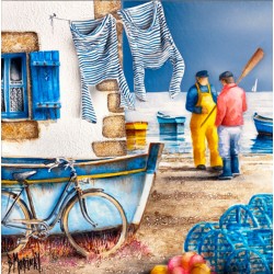 Digigraphie® en toile canvas avec  cadre de bernard Morinay : Près des casiers