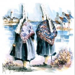 Digigraphie® en toile canvas avec  cadre de bernard Morinay : balade bigoudene